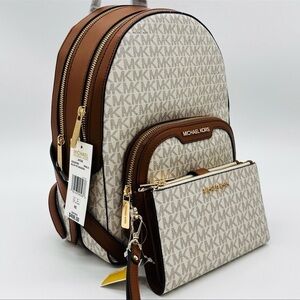 Michael Kors Medium Jaycee Zip Packet Backpack & Double Zip Wallet Wristlet
